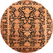 Round Oriental Orange Industrial Rug, urb1516org