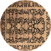 Round Oriental Brown Industrial Rug, urb1516brn