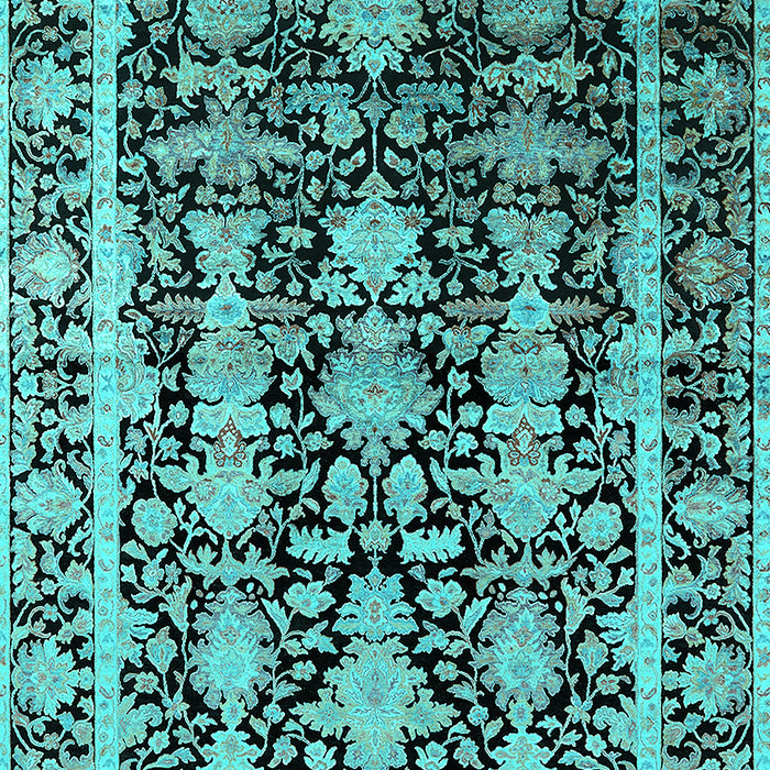 Machine Washable Oriental Turquoise Industrial Area Rugs, wshurb1516turq