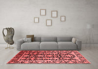 Machine Washable Oriental Red Industrial Rug, wshurb1516red