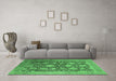 Machine Washable Oriental Emerald Green Industrial Area Rugs in a Living Room,, wshurb1517emgrn