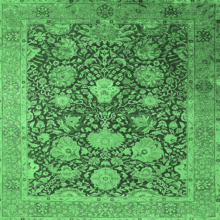 Square Oriental Emerald Green Industrial Rug, urb1517emgrn
