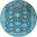 Round Oriental Light Blue Industrial Rug, urb1517lblu