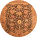 Round Machine Washable Oriental Orange Industrial Area Rugs, wshurb1517org