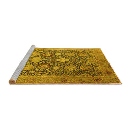 Sideview of Machine Washable Oriental Yellow Industrial Rug, wshurb1517yw