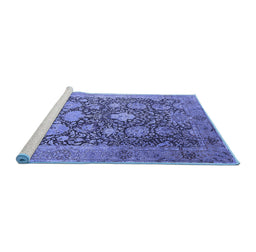 Sideview of Machine Washable Oriental Blue Industrial Rug, wshurb1517blu