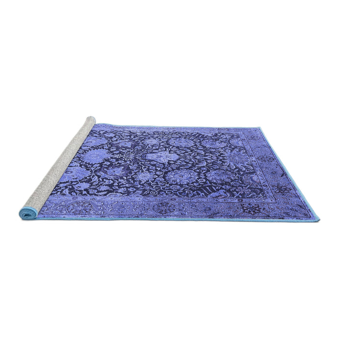 Sideview of Machine Washable Oriental Blue Industrial Rug, wshurb1517blu