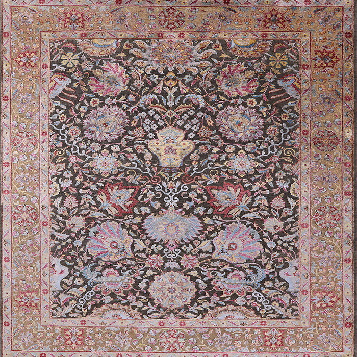 Square Machine Washable Industrial Modern Chestnut Brown Rug, wshurb1517