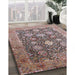 Mid-Century Modern Chestnut Brown Oriental Rug in Family Room, urb1517