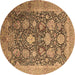 Round Oriental Brown Industrial Rug, urb1517brn