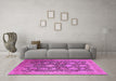 Machine Washable Oriental Pink Industrial Rug in a Living Room, wshurb1517pnk