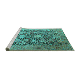 Sideview of Machine Washable Oriental Turquoise Industrial Area Rugs, wshurb1517turq