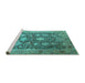 Sideview of Machine Washable Oriental Turquoise Industrial Area Rugs, wshurb1517turq
