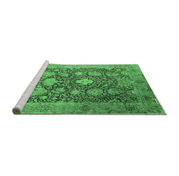 Sideview of Machine Washable Oriental Emerald Green Industrial Area Rugs, wshurb1517emgrn