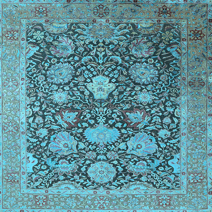 Square Oriental Light Blue Industrial Rug, urb1517lblu