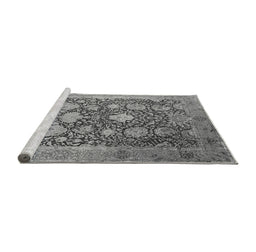 Sideview of Machine Washable Oriental Gray Industrial Rug, wshurb1517gry