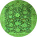 Round Oriental Green Industrial Rug, urb1517grn