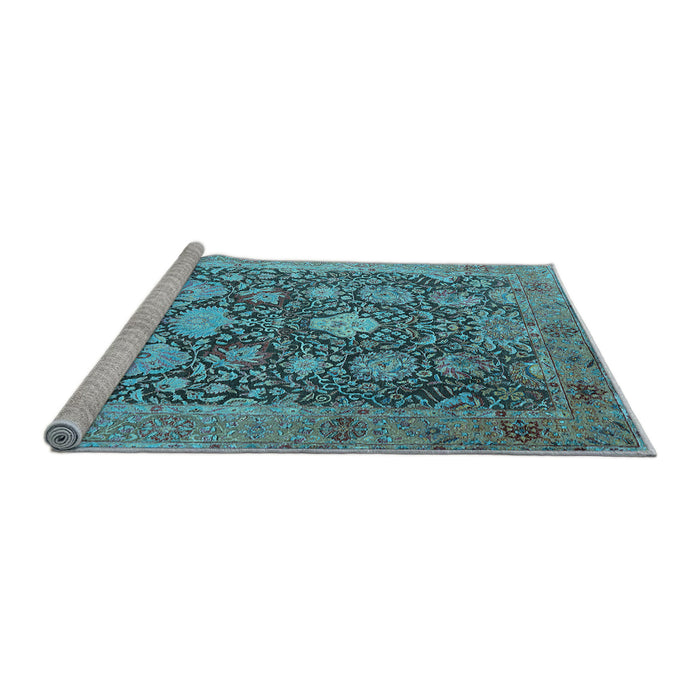 Sideview of Machine Washable Oriental Light Blue Industrial Rug, wshurb1517lblu