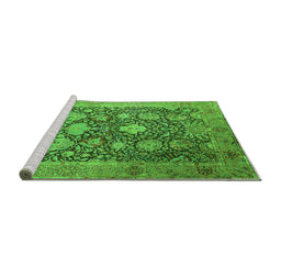 Sideview of Machine Washable Oriental Green Industrial Area Rugs, wshurb1517grn