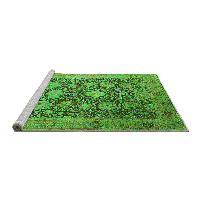 Sideview of Machine Washable Oriental Green Industrial Area Rugs, wshurb1517grn