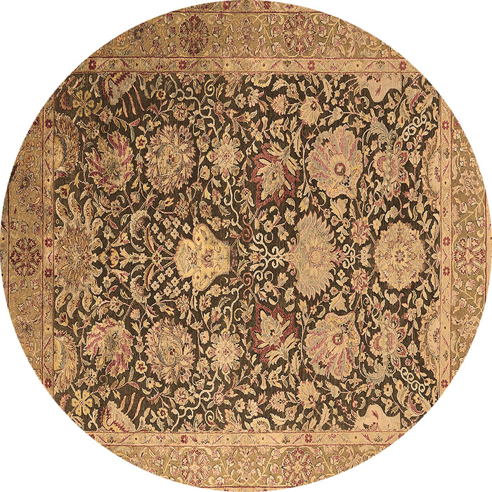 Round Machine Washable Oriental Brown Industrial Rug, wshurb1517brn