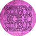 Round Oriental Pink Industrial Rug, urb1517pnk