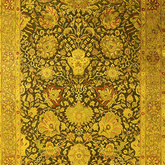 Machine Washable Oriental Yellow Industrial Rug, wshurb1517yw