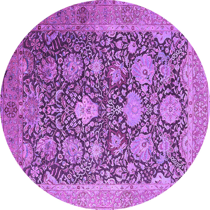 Round Oriental Purple Industrial Rug, urb1517pur