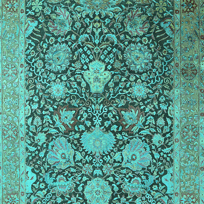 Machine Washable Oriental Turquoise Industrial Area Rugs, wshurb1517turq