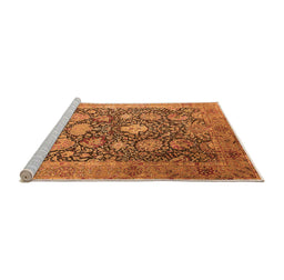 Sideview of Machine Washable Oriental Orange Industrial Area Rugs, wshurb1517org