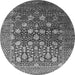 Round Oriental Gray Industrial Rug, urb1518gry