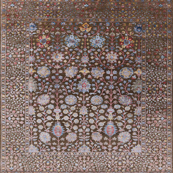 Square Machine Washable Industrial Modern Red Brown Rug, wshurb1518