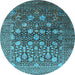 Round Oriental Light Blue Industrial Rug, urb1518lblu