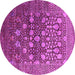 Round Machine Washable Oriental Pink Industrial Rug, wshurb1518pnk