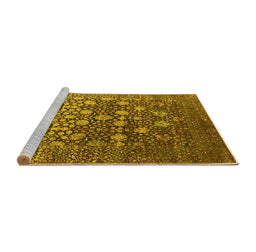 Sideview of Machine Washable Oriental Yellow Industrial Rug, wshurb1518yw