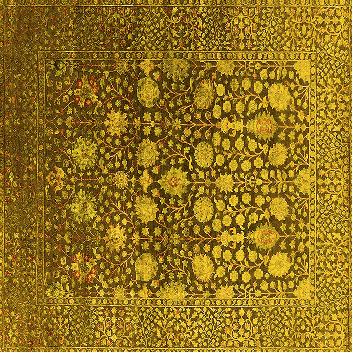 Square Machine Washable Oriental Yellow Industrial Rug, wshurb1518yw