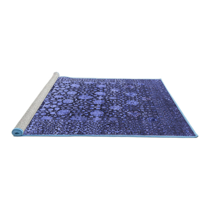 Sideview of Machine Washable Oriental Blue Industrial Rug, wshurb1518blu
