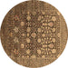 Round Oriental Brown Industrial Rug, urb1518brn