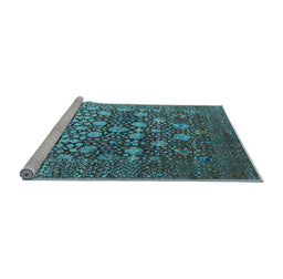 Sideview of Machine Washable Oriental Light Blue Industrial Rug, wshurb1518lblu