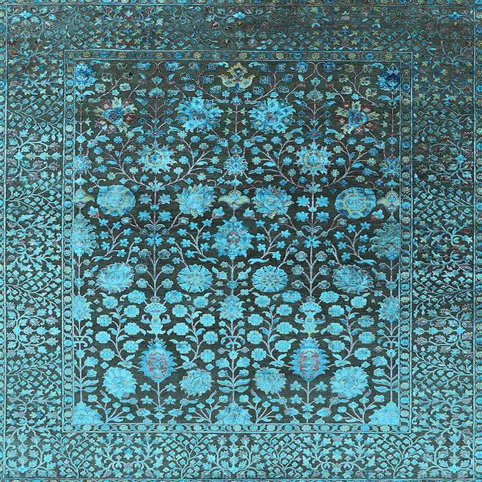 Square Machine Washable Oriental Light Blue Industrial Rug, wshurb1518lblu