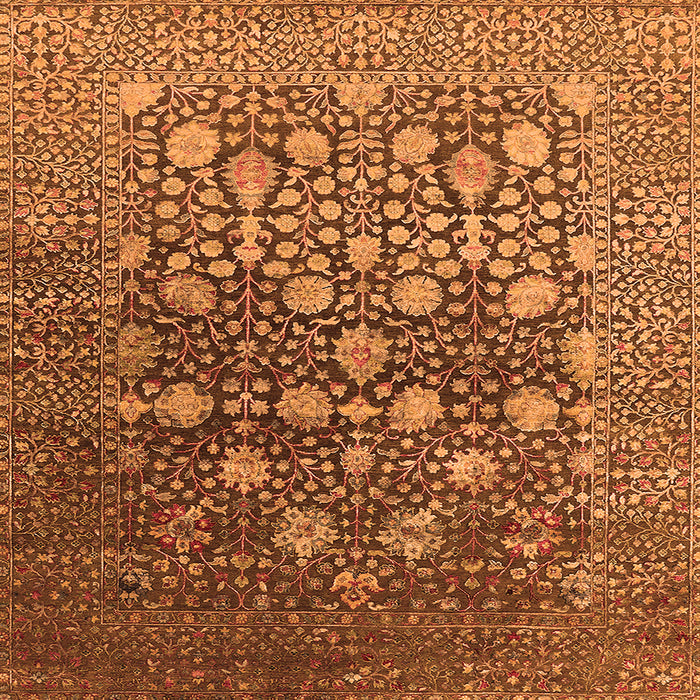 Square Machine Washable Oriental Orange Industrial Area Rugs, wshurb1518org