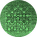 Round Oriental Emerald Green Industrial Rug, urb1518emgrn