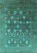 Machine Washable Oriental Turquoise Industrial Area Rugs, wshurb1518turq