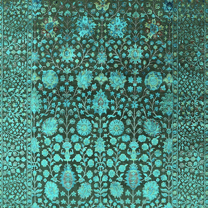 Machine Washable Oriental Turquoise Industrial Area Rugs, wshurb1518turq