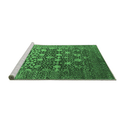 Sideview of Machine Washable Oriental Emerald Green Industrial Area Rugs, wshurb1518emgrn