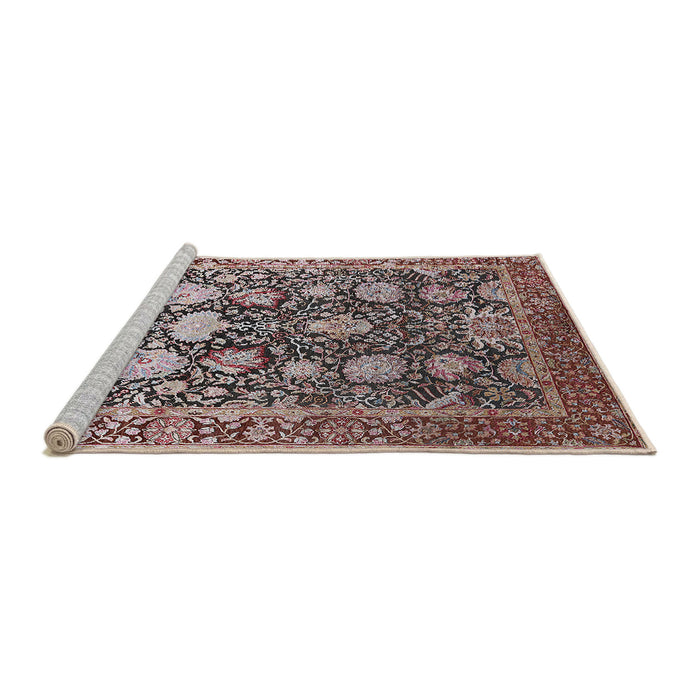 Sideview of Machine Washable Industrial Modern Silver Pink Rug, wshurb1519