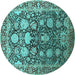 Round Oriental Turquoise Industrial Rug, urb1519turq