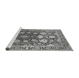 Sideview of Machine Washable Oriental Gray Industrial Rug, wshurb1519gry