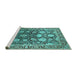 Sideview of Machine Washable Oriental Turquoise Industrial Area Rugs, wshurb1519turq