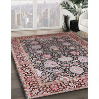 Mid-Century Modern Silver Pink Oriental Rug, urb1519